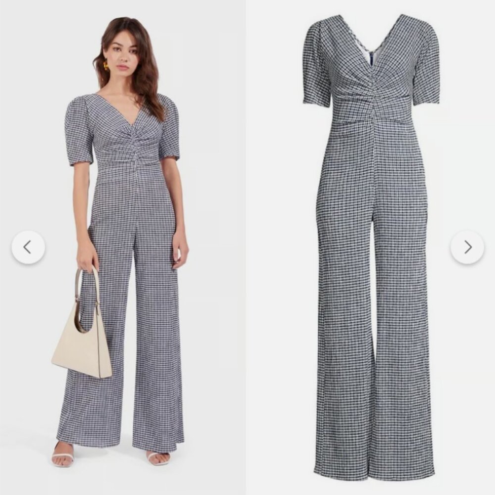 Women's Size 10 Staud Fraise Seersucker Gingham Seersucker Jumpsuit Romper